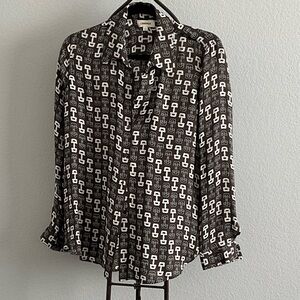 L'AGENCE Black and White Geometric Shirt
